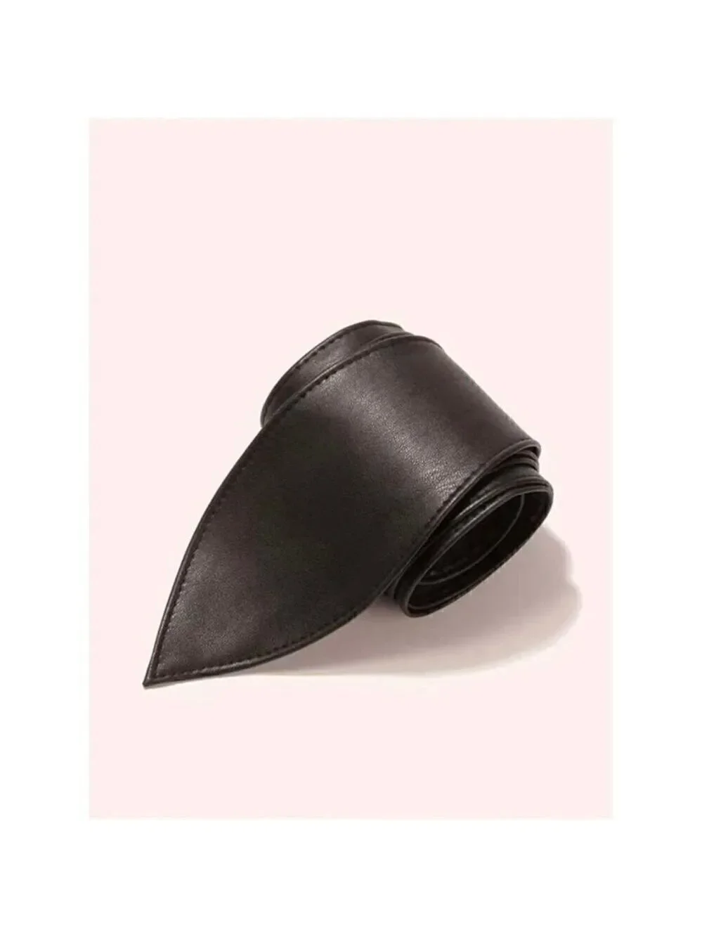 Black Vegan Leather Wide Obi Belt